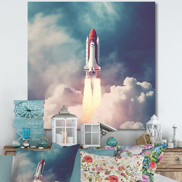Space Ship Taking Off I - Space Shuttle Canvas Wall Art